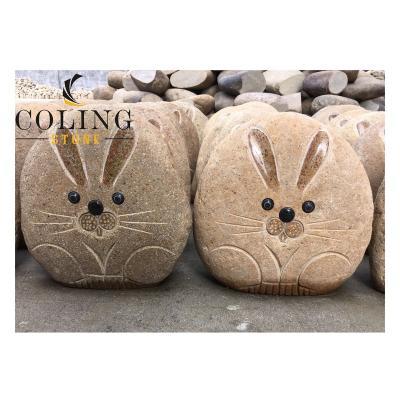 China A Traditional Decoration Natural Stone Boulder Sculptures , Stone Animals For European Garden for sale