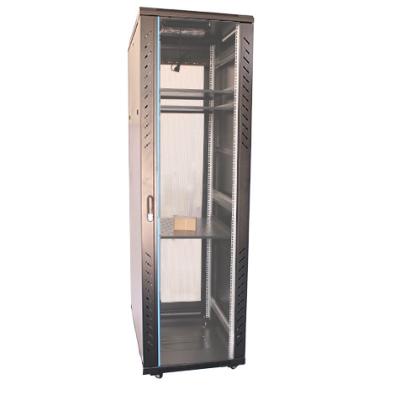 China Sturdy 42U 19 inch Floor Standing Glass Door Metal Mesh Door Indoor Waterproof Telecom Data Center Network Service Cabinet for sale