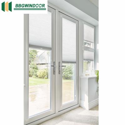 China Heat Insulation Minetal Sound Insulation Aluminum Exterior Double Door Curtain Door Glass Swing Door With Glass for sale