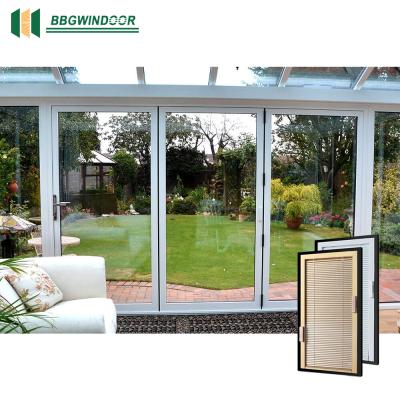 China Minetal Thermal Insulation Balcony Folding Window Aluminum Bi-fold Stained Glass Windows for sale