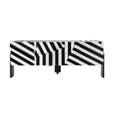 China Ziqqurat Modern Black White TV Cabinet Console Elegant Stripe TV Stand TV Cabinet Stand for sale