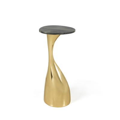 China Luxury KD Stone End Tables Semi-precious Natural Stone Stone Side Cigar Top Decoration Copper Base Tables for sale