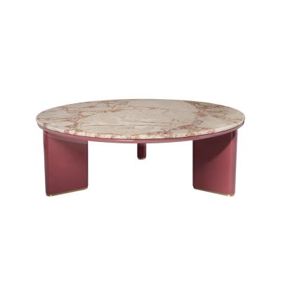 China Luxury Round Marble Coffee Table Rosalia Coffee Table Pink Marble Coffee Table Set for sale