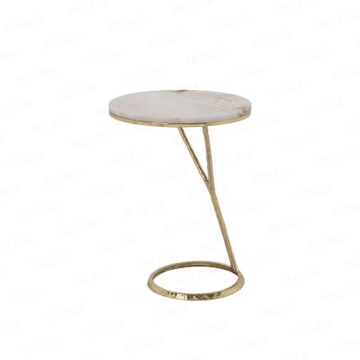 China Luxury Marble Side Tables Modern Bed Side Tables Copper Base Living Room Side Marble Top Table for sale