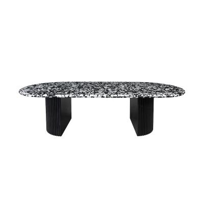 China Terrazzo Dining Room Furniture Black Terrazzo Top Dining Table Rectangular Dining Table for sale