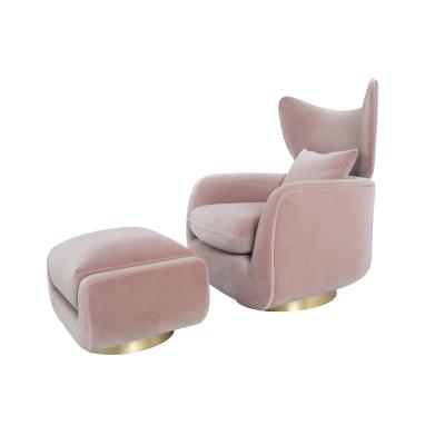 China Modern Pink Velvet Single Armchair Swivel Chair Living Room Design Rotation Occasional Chair for sale