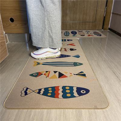 China Changeable Style Washable 3D Printing Canvas Like Outdoor Rubber Foam Kitchen Mat for sale