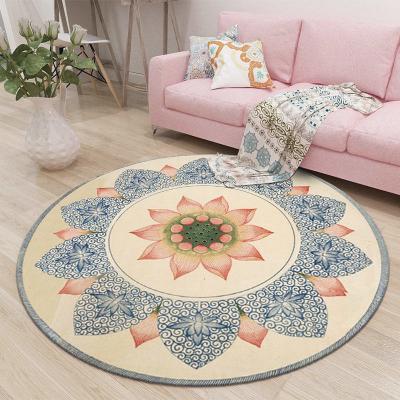 China Multifunctional Amazon Hemp Retro Style Washable Popular Nordic Design Like Circular Floor Mat for sale