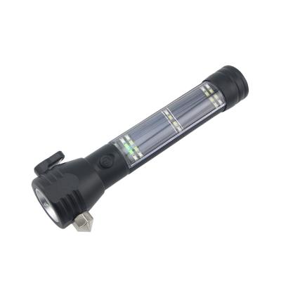 China High Lumens Camping Solar Rechargeable Led Torch Light LED Zoomable Flash Lights for sale