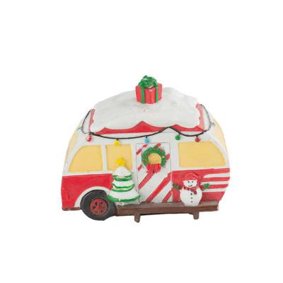 China Decorate Most Favorable Price Christmas Series Car Toy Figurine Craft Dream Shaping Bus Decorate Resin Craft for sale