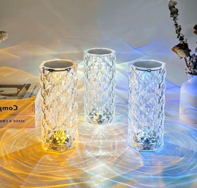 China Remote Control Mistei Crystal Lamp Gift Bedroom Bedside Lamp Central Institute of Statistics Household Acrylic Touch Rose Petal Atmosphere Brick Lamp for sale