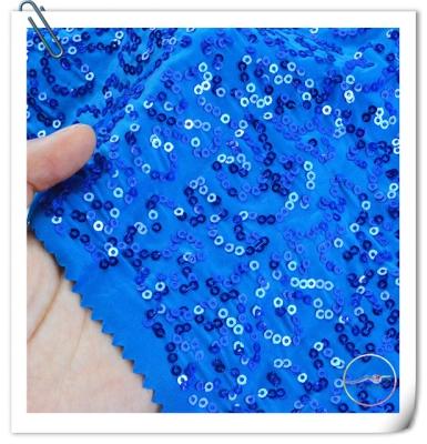 China 130 cm width metallic 3 mm sequins dance wear fabric blue stage dance embroidery borders costume holiday craft fabric for sale