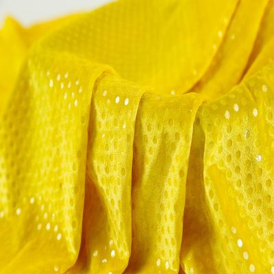 China 2022 new Korean stretch velvet yellow hologram stage fashion fabric for holiday especially, ladies' suit fabric for sale