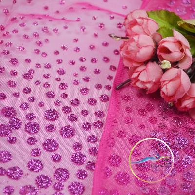 China Metallic Pink Shiny Lace Fabric For Dress, Diy Wedding Apparel Sewing Fabric, Dancewear Fabric Tulle Fabric for sale