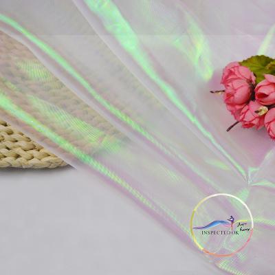 China Unwaching poly organza multi color organza dress stage foil costume fabric designer Party Dance wear fabric for sale