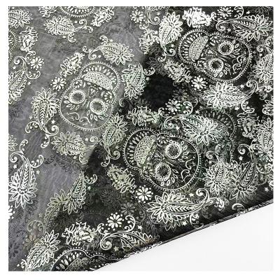 China 2023 Metallic Fashionable Skull Net Foil Make In Costume Halloween Dance Wear Fabrics Polyester Multi Colors Lightweight Metallic Fabric for sale