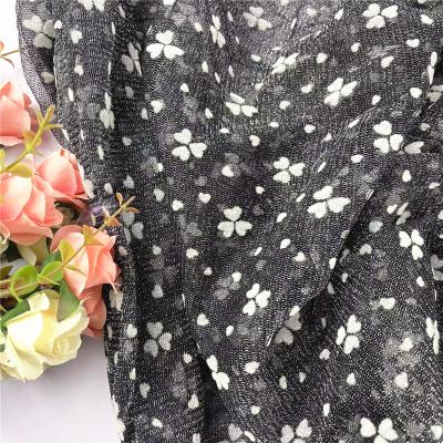 China Nylon+Spandex Mesh Flocked Flower Sexy DIY Stretch Ladies New Dress Fabrics Costume Fabric Metallic Dance Wear Halloween Designs for sale