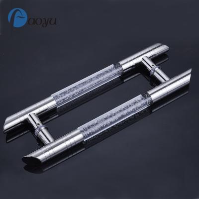 China Modern Hot Sale 304 Stainless Steel and Crystal Exterior Large Glass Door Handles, Crystal Glass Pull Doors Handles for sale