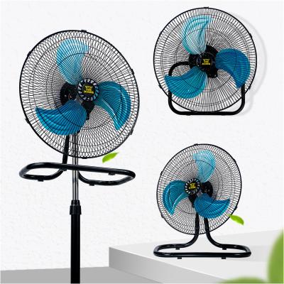 China Fast Hotel Goods 18 Inch Industrial 3 In 1 Fan Metal Blade Pedestal Rack Standing Oscillating Fan Maker for sale