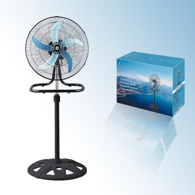 China Hotel Rack Industrial Fan Electric Fan 18 Inch 3 In Floor 1 Pedestal 5 Swinging Holes Round Base Fan for sale