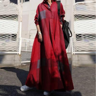 China Anti-Static Women's Long Sleeve Maxi Dress Summer Baggy Kaftan Casual Loose Shirt Dress for sale