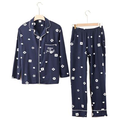 China Wholesale Designer QUICK DRY Men Cotton Pajama Set Cheap Pajamas Two Piece Long Sleeve Sleepwear for sale