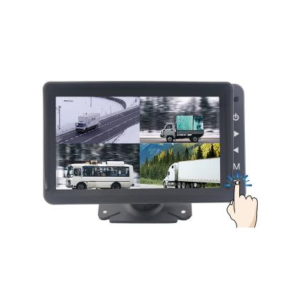 China 7 Inch HD CAR Monitor QUAD Split View Remote Control Rearview with Touch Buttons for Commercial Vehicles for sale