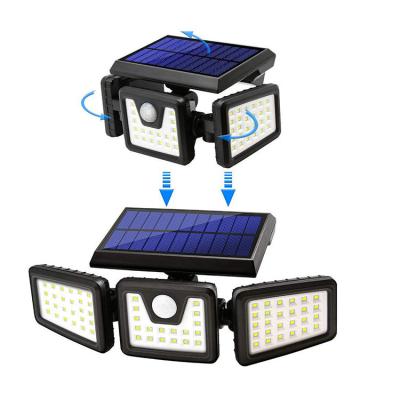 China COB Solar Garden LED Wall Lamp Motion Sensor Lamp Yard Outdoor Waterproof Multi Head Road Rotatable Wall Mounted Street Light for sale