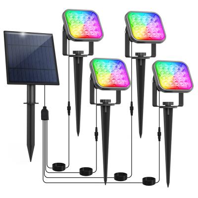 China Garden ROAD Color RGB Lawn Lamp 20led Solar Yard Spotlight Ground Highlight Lighting Outdoor Waterproof IP65 Solar Projection Lamp for sale