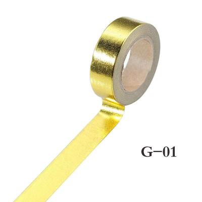 China Aliecpress ANTI-STATIC Ready To Ship Simple Washi Tape Roll Wholesale Custom Printed Gold Foil Colored Sticky Washi Tape for sale