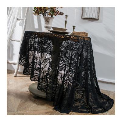 China Europe 60 75 inch retro Amazon CIA tablecloth coffee table cover lace Nordic black white round tablecloth for sale