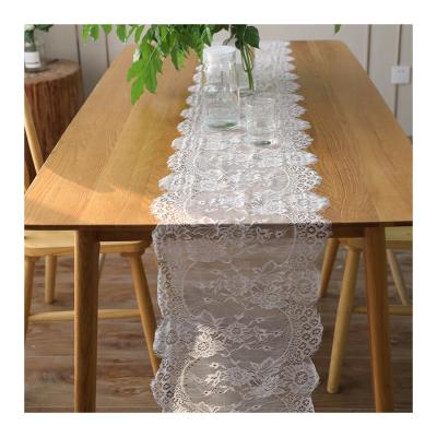 China European Black Lace Decoration Lace Beautiful Wedding Party Yarn Chair Promotional Tablecloth Runner for sale