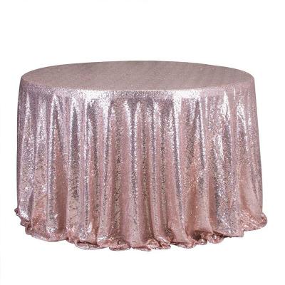 China Waterproof fuchsia pink round tablecloth rose gold sequin glitter tablecloth and runner for wedding party for sale