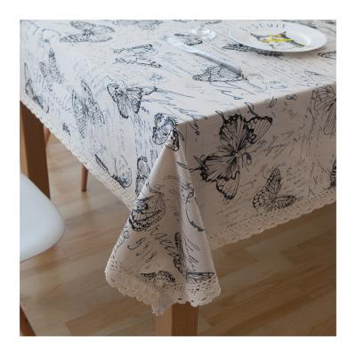 China Soft American Country Soybean Cotton Coffee Table Cover Alphabet Vintage Table Cloth Western Butterfly for sale