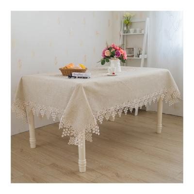 China Wholesale Promotion Soft White French Elegant Custom Size Lace Square Bulk Rectangular Linen Tablecloths For Sale for sale