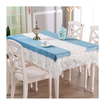 China Wholesale modern square luxury rectangle table cloth fabric lace flannel dustproof tablecloth lace table cloth for sale