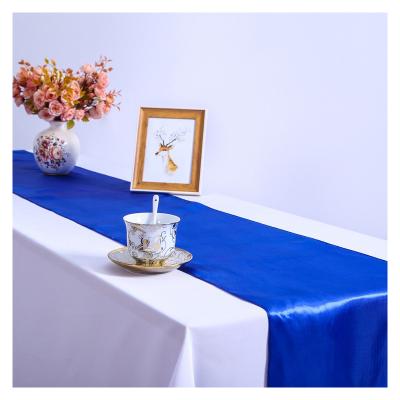 China Cheap promotion custom discount belle decoration navy blue party banquet satin satin table runner luxury shiny table runner for wedding for sale