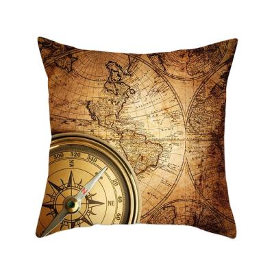 China Nautical Nautical Pillowcase Factory Amazon Chart Size Pillowcase Retro Pillow Case Home Nostalgic Daily Skin Wholesale Anti-Static Fishing for sale