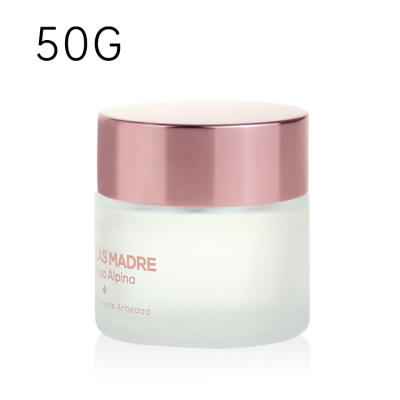 China Skin Care Cream skin care packaging double wall lid 50ml 50g frosted high end cosmetic jar with rose gold lid for sale