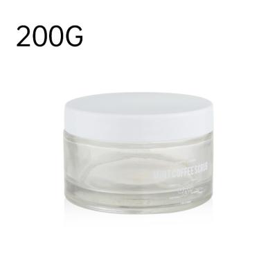 China Skin Care Cream Whipped Body Polish Packaging Jar 200g 200ml Face Detergent Balm Wide Mouth Clear Glass Jar For Body Soothing Sand for sale