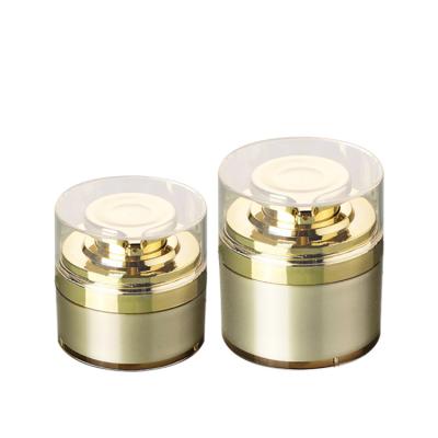 China Wholesale Gold Cream Jar 30g 50g 70g Packaging Skin Care Fancy Jar Airless Luxury Cosmetic Gold Cream Jar With Clear Lid for sale