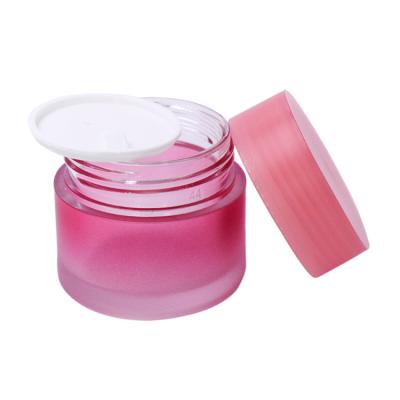 China Skin care creams facial cream containers think wall plastic lip scrub cosmetic jar 5ml 10ml 15ml 30ml 50ml 100ml petg jar pink jar with lids for sale