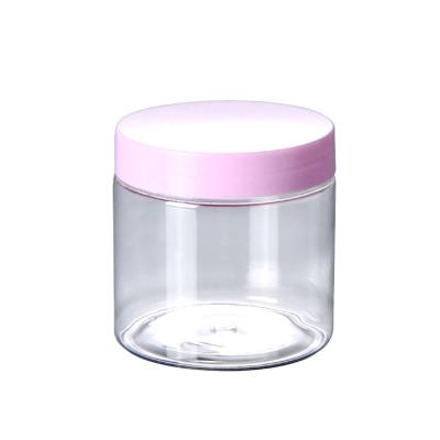 China 120ml 150ml 200ml 250ml Hair Pomade Cosmetic Jars 4oz Pet Packaging Clear Plastic Wide Mouth Jars With Pink Screw Cap for sale