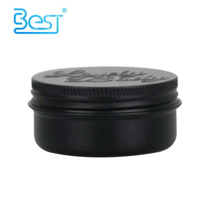 China Cosmetic logo embossing matte black aluminum 50ml 60ml 100ml 120ml 150ml tin candle jar 30ml 1oz 4oz jar for beard balm for sale