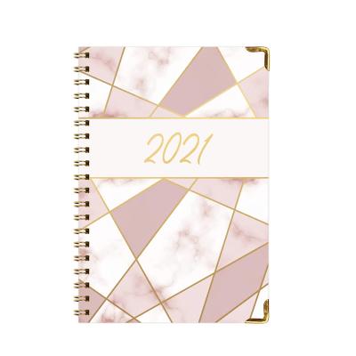 China FBA Eco-Friendly Paper Amazon Custom Design Flowery Spiral Gold Cover Corner Undated Stationery 2020 2021 Day Planners for sale