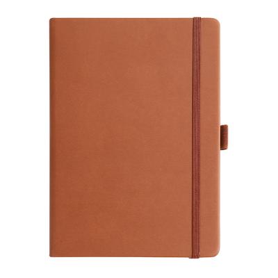 China Eco-friendly Paper Pu Leather Notebook Custom Elastic A5 Soft Cover Diary Pen Holder Size Customized Company Logo for sale