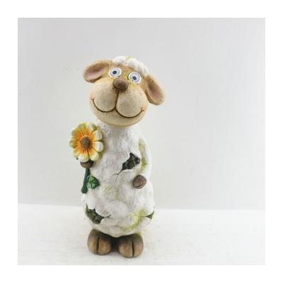 China Outdoor China Home Decoration Or Garden Resin Animal Crafts Small Sheep Statue With Solar Light for sale