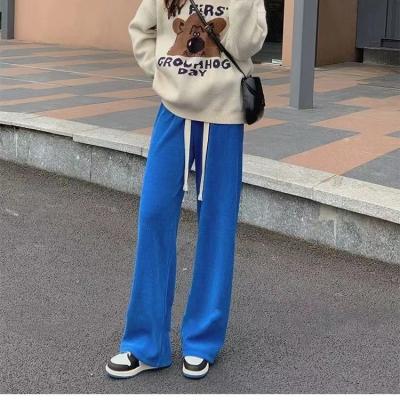 China Custom Made Casual Cropped Breathable Pants Long Elegant Summer Loose Pleated Knot Wide Leg Pants High Waist Womens Front Pleated Wide Leg Pants for sale