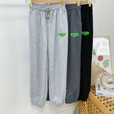 China Breathable Spring And Autumn Thin Bundle Foot Student Pants Loose Embroidered Women's Cotton Joker Sports Casual Pants Small for sale