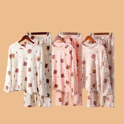 China New Breathable Warm Bear Suit Fishing Casual Home Print Thickened Warm Wear Autumn/Winter Loose Pajamas for sale